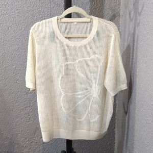 Cream Knit Short Sleeve Sweater